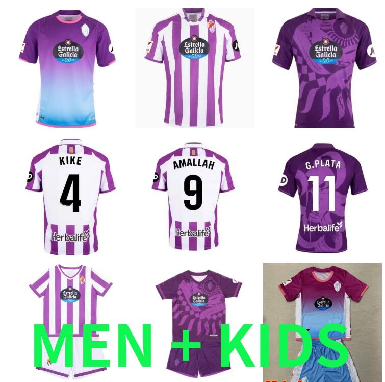 23 24 Real Valladolid SERGIO LEON Maillots de football pour hommes G.PLATA OSCAR PLANO AGUADO WEISSMAN 2023 2024 Accueil Blanc Violet 3ème Maillo