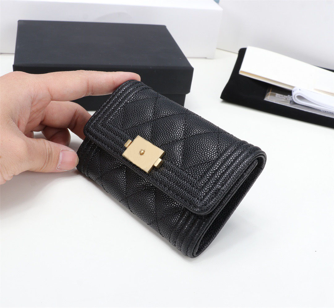 Luxury Bag 10A designer caviar cc wallet Ladies Leather Wallets coin purse Credit Slot Mini Skinny Black Card Top Zip Coin Pouch with ID Holde 017 d