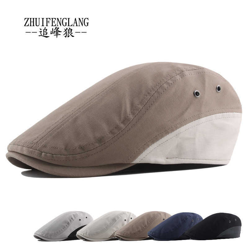 English style short brim front entry hat Metal vents back buckle adjustable beret young men's newsboy hat Q231216
