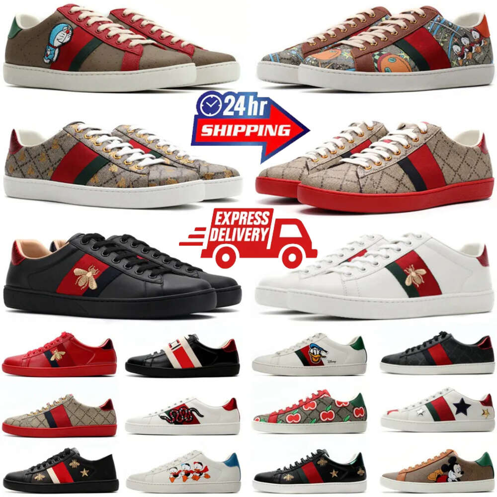 2024 Designer Casual Chaussures Bee Ace Baskets Basses Hommes Femmes Chaussures Top Haute Qualité Tigre Brodé Noir Blanc Vert Rayures Baskets De