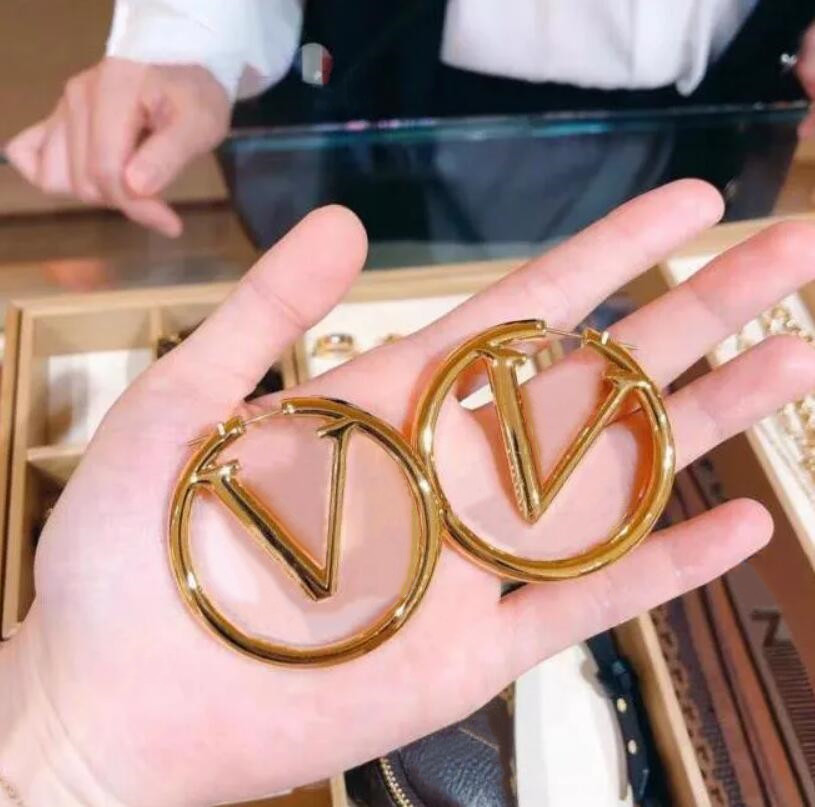 Top Paris Jewelry Accessories Women Hoop Earrings Luxury 18K Gold Ear Studs Lady big size circle hoop earrings Nice Christmas gift-image-721698179