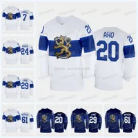 Team Finland 2022 Beijing Winter Hockey Jersey Aleksander Barkov Tuukka Rask Juuse Saros Patrik Laine Kaapo Kakko Sebastian Aho Esa Lindell