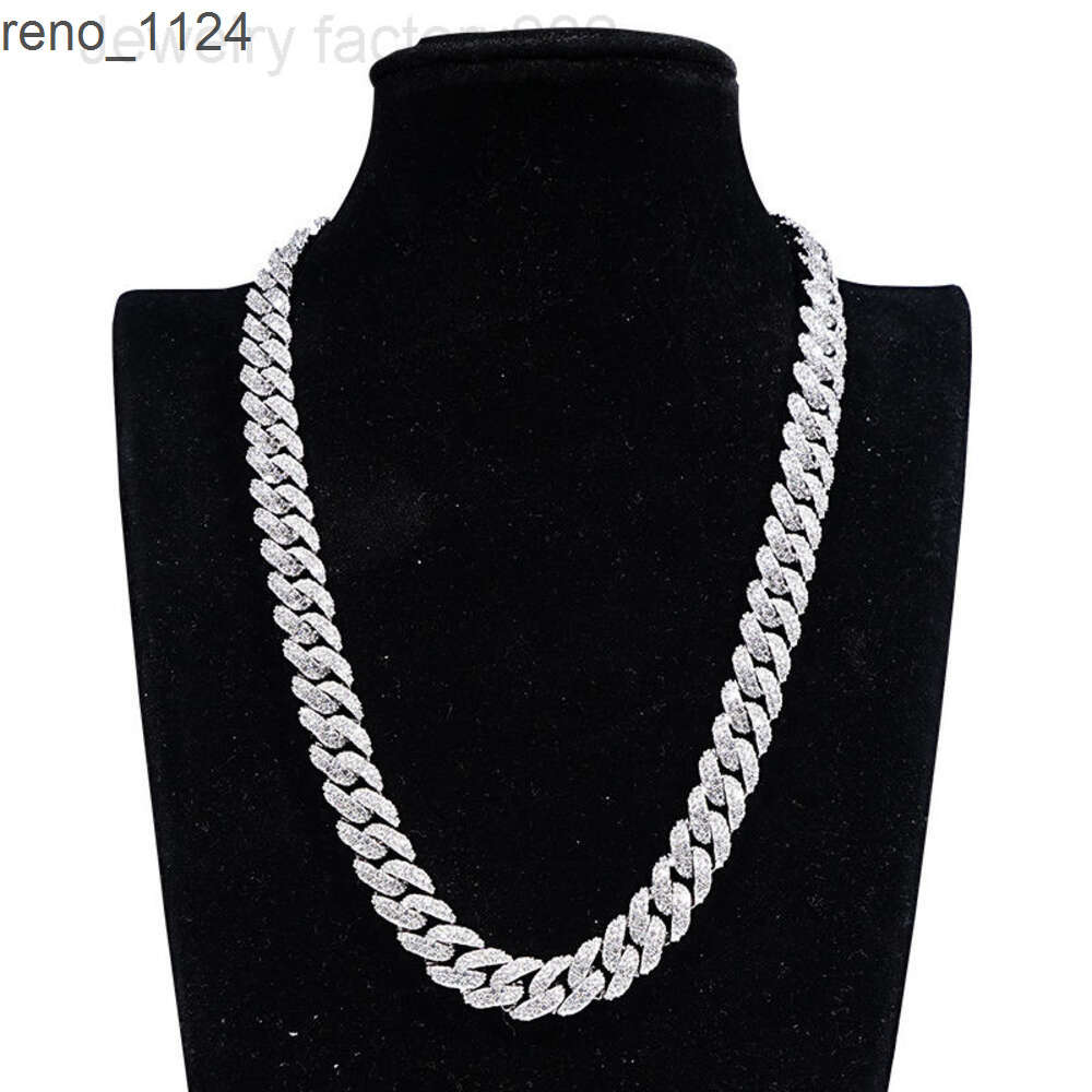 Moissanite Diamond Cuban Chain Link Necklace Factory Custom Men Hip Hop Iced out 18inch Solid 20mm cubin chain-image-929781063