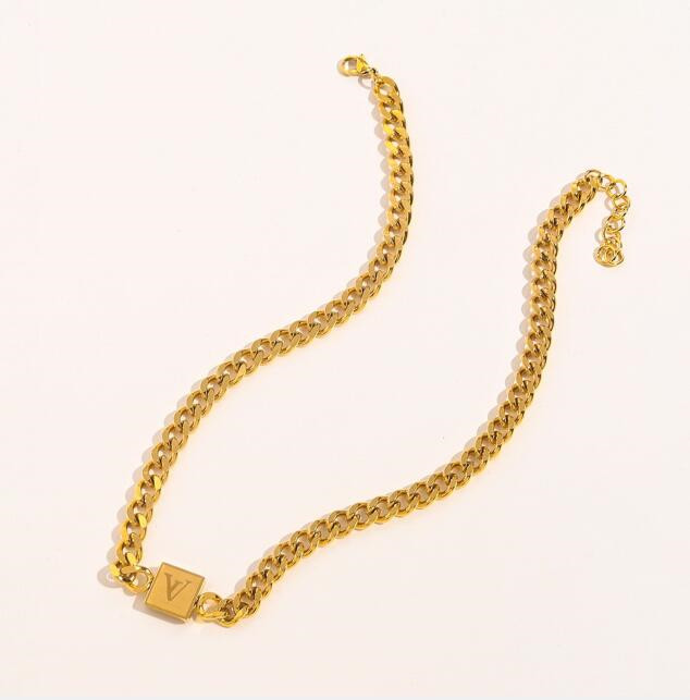 Luxury designer brass Necklace Choker Chain for men 18K Gold Plated Stainless Steel Necklaces Pendant Fashion Women Wedding Jewelry Accessories w-image-543709405