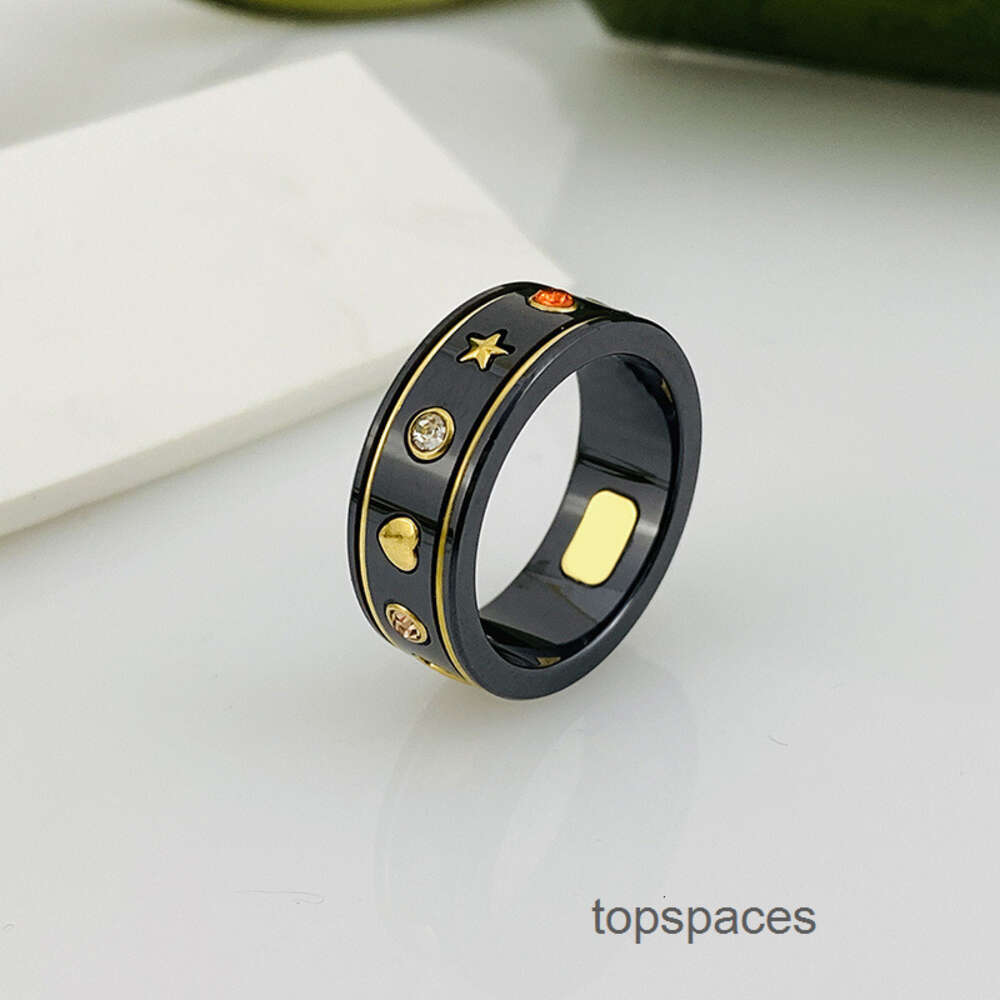 designer ring ceramic gold rings with chip fashion jewelry 18K gold silver plated black white G letter Rings Jewelry designers for women men party g