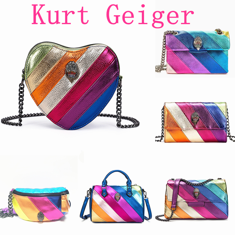 Kurt Geiger handbag eagle heart rainbow bag Luxurys tote Women leather purse Shoulder designer bag Mens shopper crossbody pink clutch travel silver chain chest Bags 