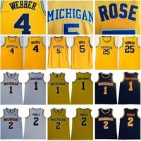 basketball NCAA Michigan Wolverines 5 Jalen Rose Jersey 4 Chris Webber 25 Juwan Howard 1 Charles Matthews 2 Jorda Poole College Basketball Y