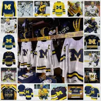 2022 NCAA Custom Michigan Wolverines Stitched Hockey Jersey 15 Jacob Truscott 17 Johnny Beecher 19 Brendan Brisson