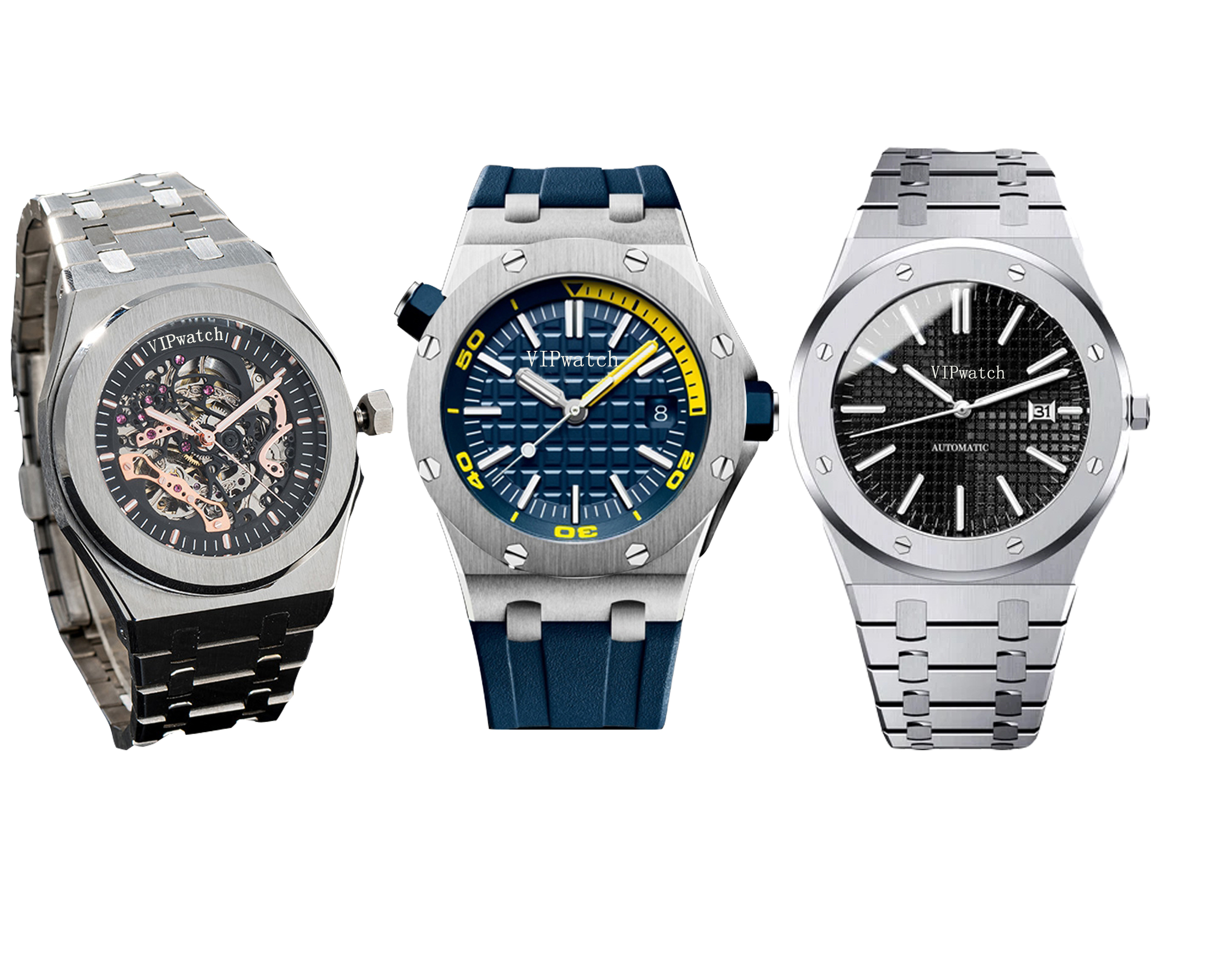 watch designer watch men's automatic mechanical watch 41mm all stainless steel silicon tape sapphire luminous watch 2 small/3 small dial VK-image-730770807
