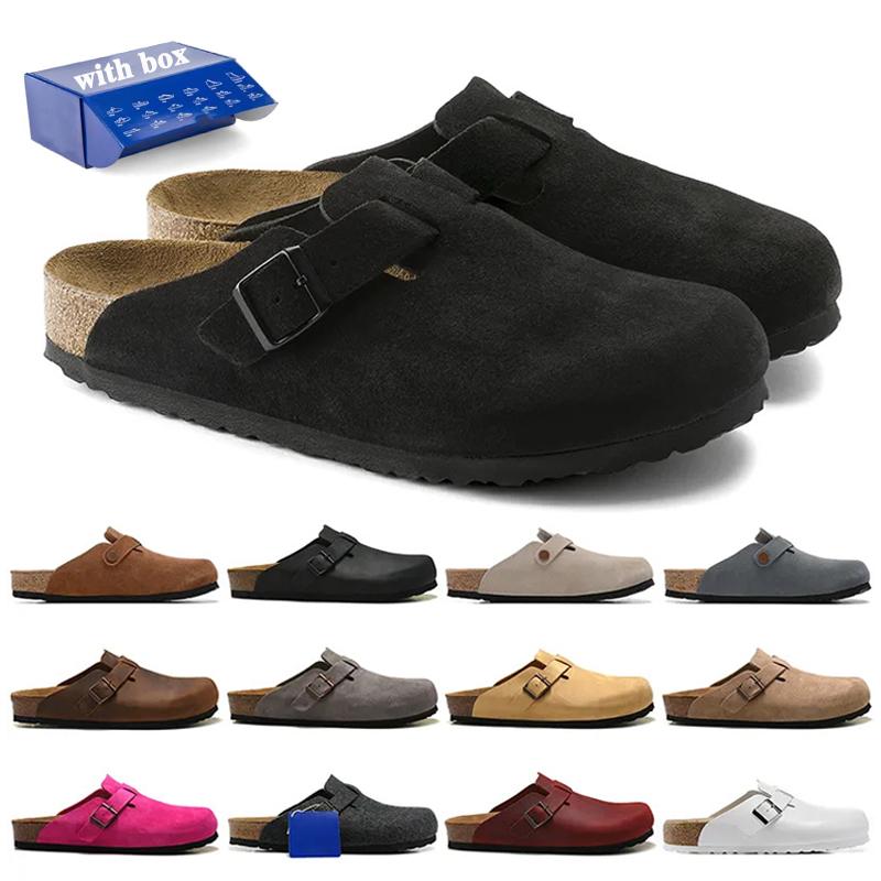 men women designer slides birkenstock boston clogs sandals soft suede leather taupe mocha black white pink mens scuffs outdoor platform slippers shoes 