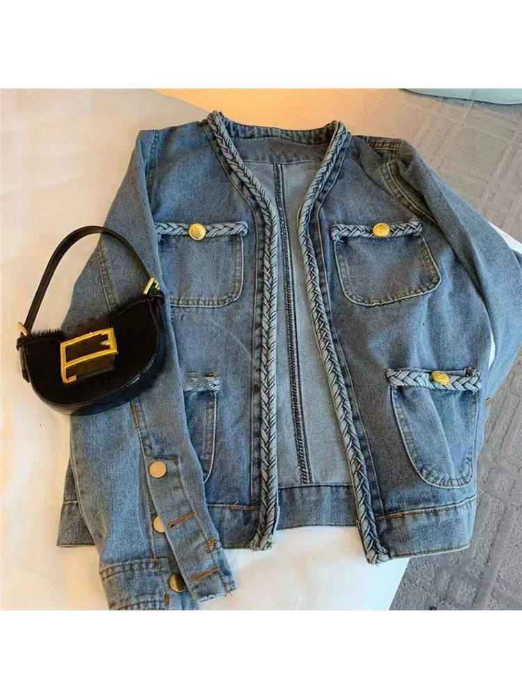Women's Fashion Denim Jacket for Women Casual Oversized Loose Jean Jackets Autumn Ladies Long Sleeve Coat Cardigan Outerwear 231219 3b
