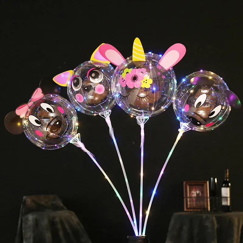 Transparent Balloons Bobo LED Up Balloon Novelty Lighting Helium Glow String Lights For Birthday Wedding Outdoors Event Party Decorations 1220