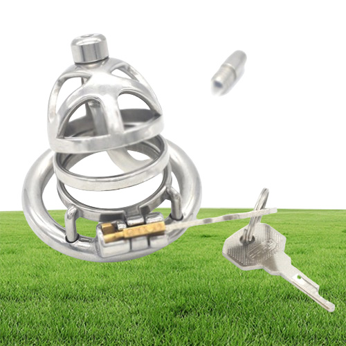 New Design Sex Products Stainless Steel 404550mm Male Chastity Device Curve Cock Cage with Silicone Tube BDSM Toys for Men G724