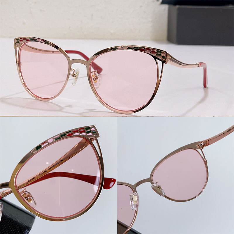 Lady SUNGLASSES 6083 fashionable cat eye metal Lunettes de soleil curved legs cat eye frame with colored enamel snake scales luxurious men and wo-image-930786336