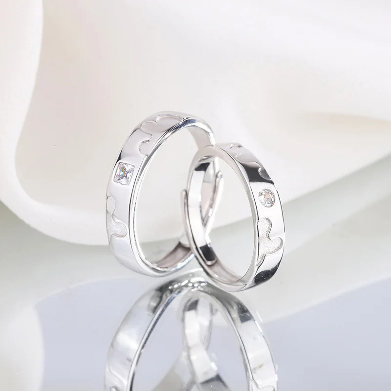 Wedding Rings S925 Sterling Silver Couple Ring A Pair of Male and Female Student Plain Ring Rings for Valentine's Day Gift Handicrafts 231222