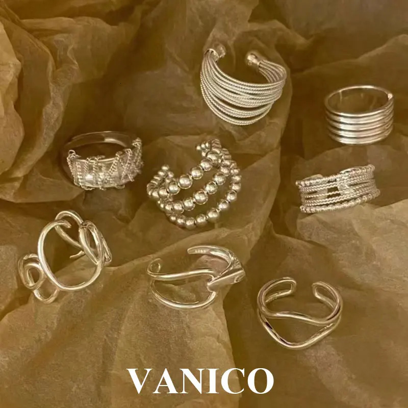 Wedding Rings Korean Trendy Simple Open Ring 925 Sterling Silver Minimalist Polished Smooth Plain Statement Ring Wide Chunky Bands for Women 231222