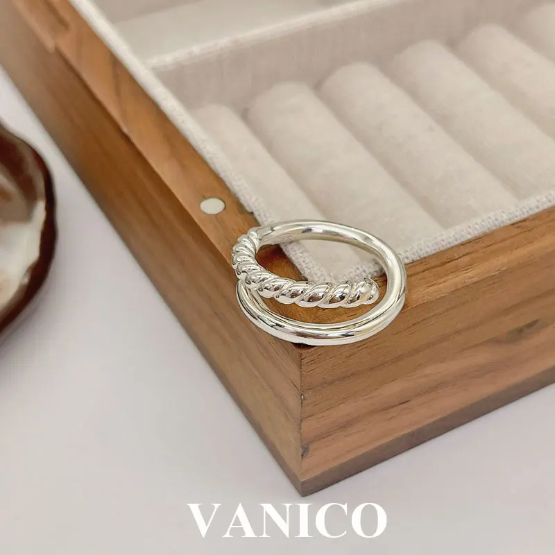 Wedding Rings Thin Twist Open Ring 925 Sterling Silver Simple Plain Braided Infinity Twisted Stacking Adjustable Band Ring for Women 231222