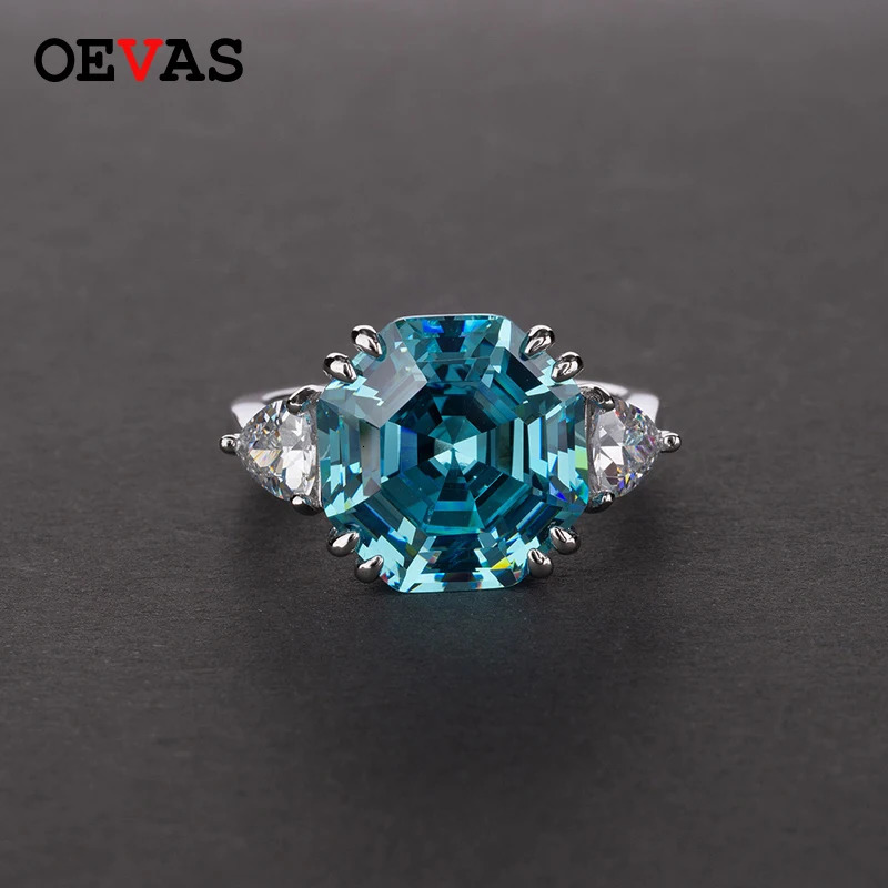 Wedding Rings OEVAS 100% 925 Sterling Silver Created Aqumarine Gemstone Wedding Engagement White Gold Ring Jewelry Gift Wholesale 231222