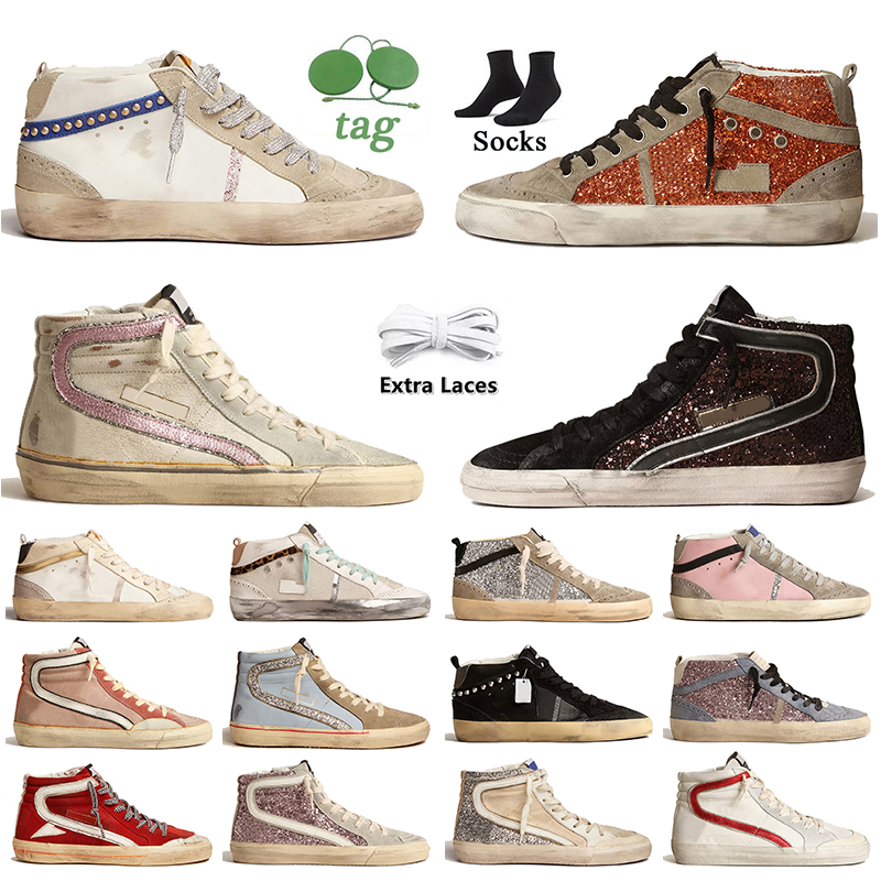 Mid Star Golden Goose sneakers Women Mens Designer Casual Shoes High Top Slide Sneakers Gold Silver Glitter Vintage Italy Brand Trainers