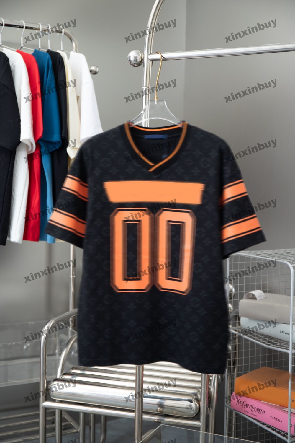 xinxinbuy 2024 Men designer Tee t shirt 00 Letter printing v neck short sleeve cotton women Black white gray S-2XL-image-931790911