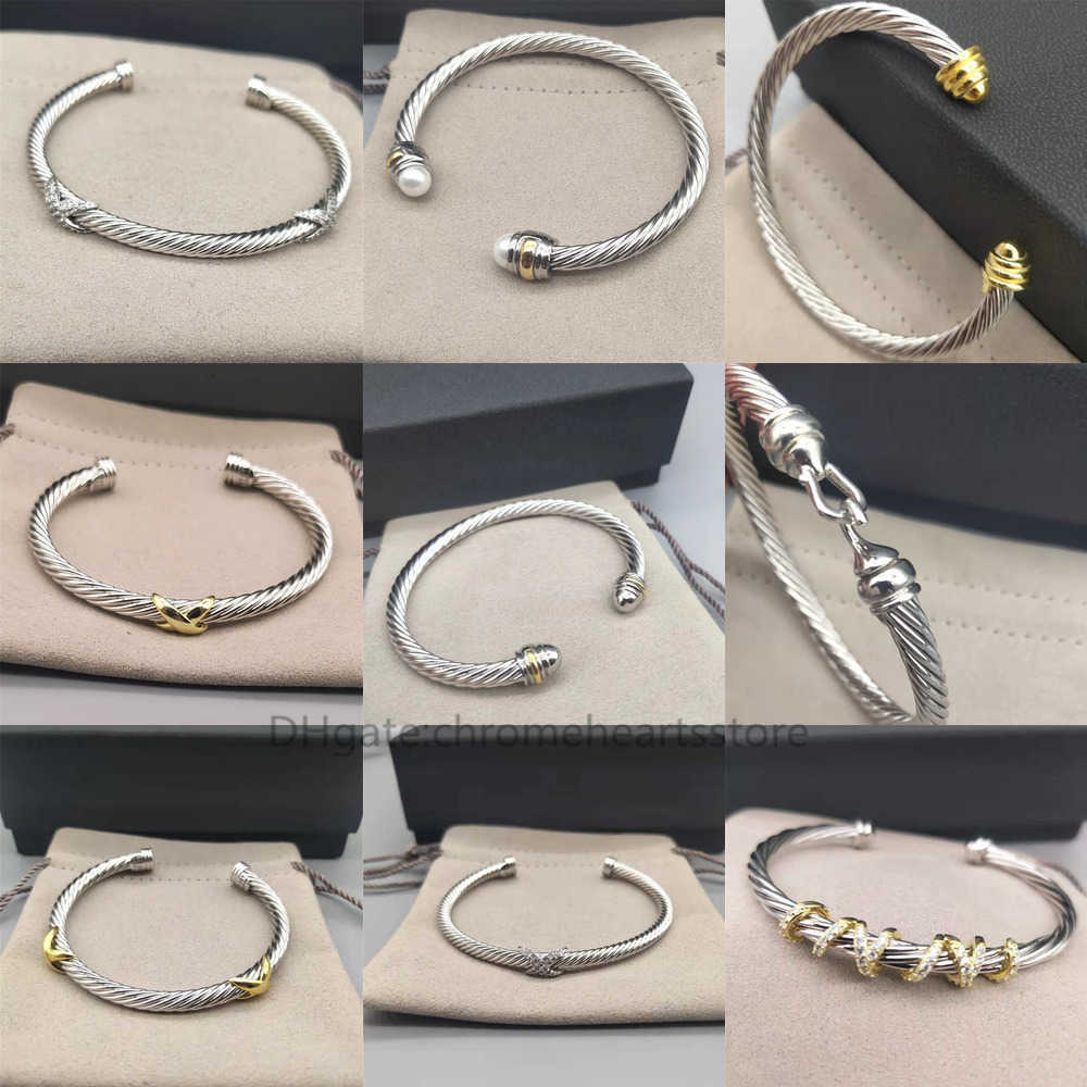 Bangle Bracelet Luxury Designer X classic cable Pearl Loop Women Fashion Cuff Twist Bracelets Jewelry 14k 18k Plated Wedding Gifts 5MM 4MM thick-image-932491503