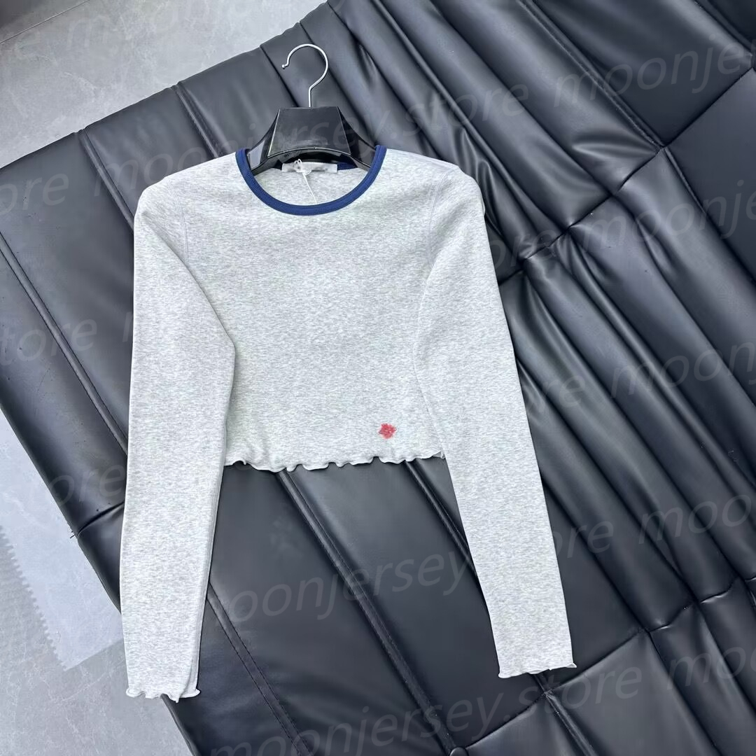 Fashion Designer Tops Long Sleeve Shirts T-shirts with Apple Pattern Lace Short Top 25778-image-932661119