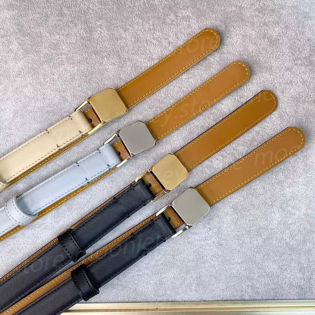 Fashion Designer Belts for Women with Square Metal Buckle Gold Silver Logo 20mm Width with Box 25817 25807-image-932682664