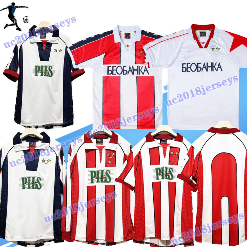 1999 2000 2001 Red Star Belgrade Retro Soccer Jerseys 1995 1996 1997 Pjanovic Drulic Stankovic Petkovic Vintage Classic Football Shirts-image-932751035
