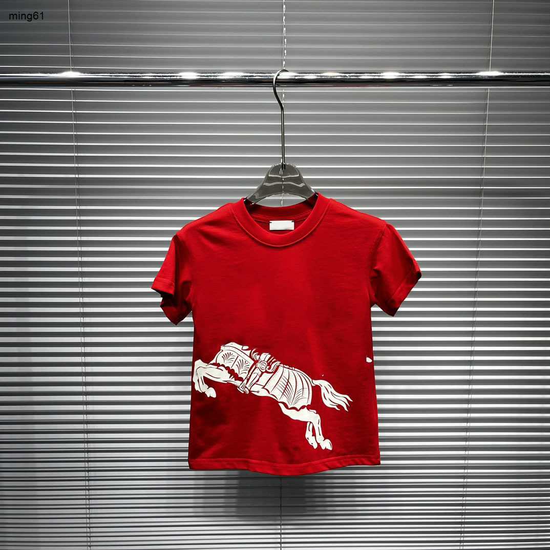 Brand Baby T-shirts summer round neck red boys tees Size 100-160 kids designer clothes Knight print girl Short Sleeve Dec20-image-932641702