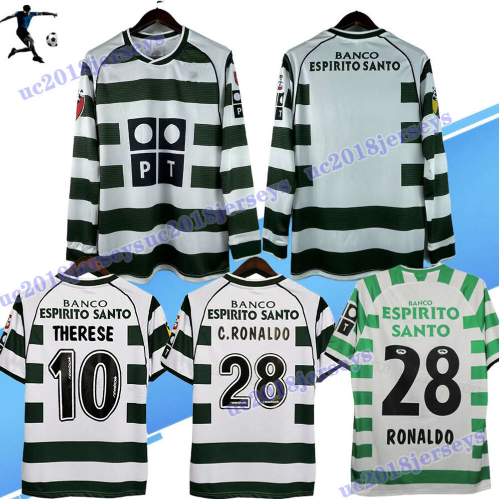 2001 2002 2003 #28 C RONALDO Sporting Retro Soccer Jersey 01 02 03 Vintage Maillot QUARESMA Camisa De Futebol M NICULAE Football-image-932807835