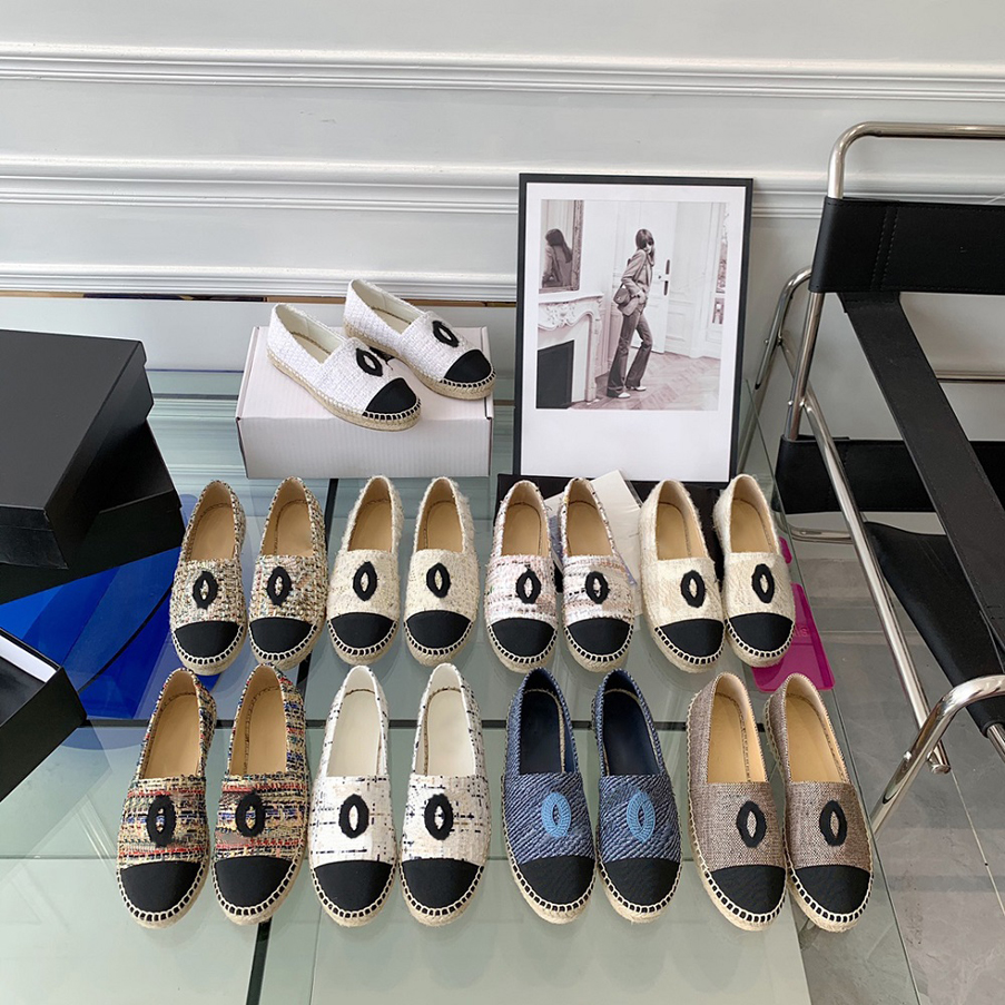 Espadrilles Chaussures de créateur Baskets de luxe Femme Chaussures décontractées Toile Mocassins en cuir véritable Design classique Pantoufles D