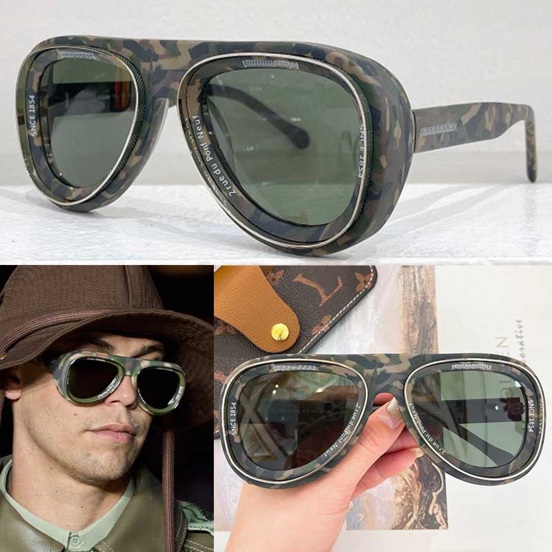 24ss Brand new camouflage sunglasses Z2702U mens designer oval pilot sunglasses with acetate frame and metal brim for womens cycling glasses With-image-933122228