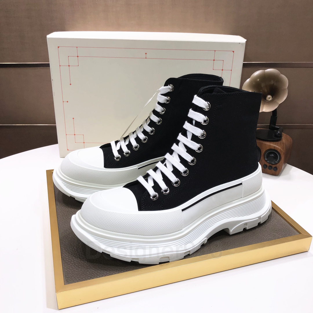 Designer mid tread slick boots platform canvas ankle boot luxury casual sneakers triple mens womens shoes outdoor trainers 