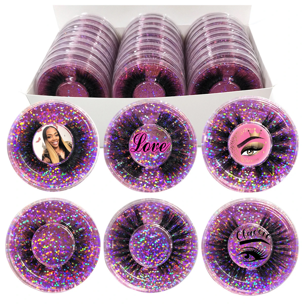 Eyelash Customized 30/50/100 Pairs Faux 3D Mink Lashes Makeup Fluffy Thick False Eyelashes In Bulk Cilios Natural Lashes 231227