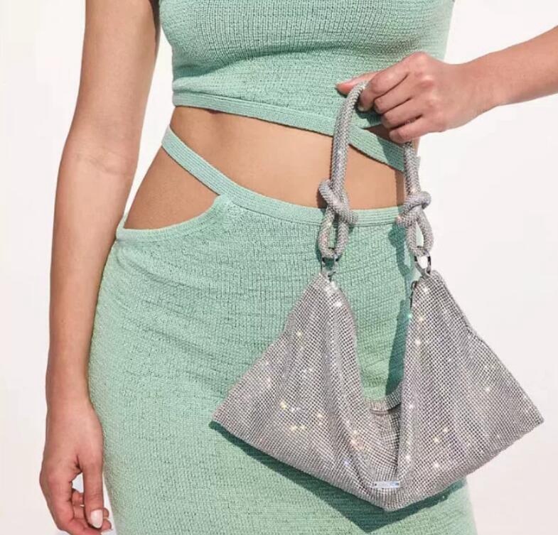 Handset diamond bag metal sequins full drill diamond bag dumplings under the armpit bags-image-933552772