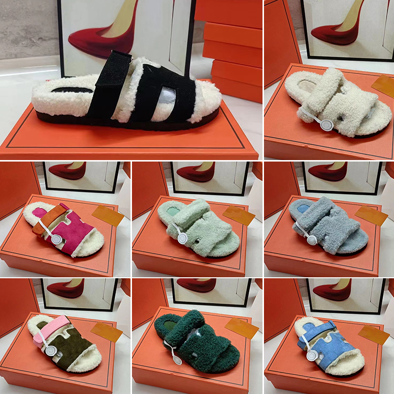 Luxury Fur Slippers Designer Chypre Sandals Women's Wool Slippers Shearling Sandals erry Cloth Slippers Fluffy Shearling Luxury Trendy Chypr-image-904209832