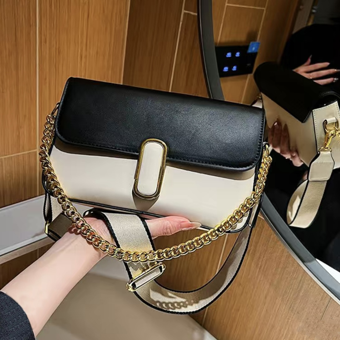 Designer bag single shoulder bag women's crossbody bag leather small square bag fashionable and luxurious handbag multi-color shoulder strap-image-891726409