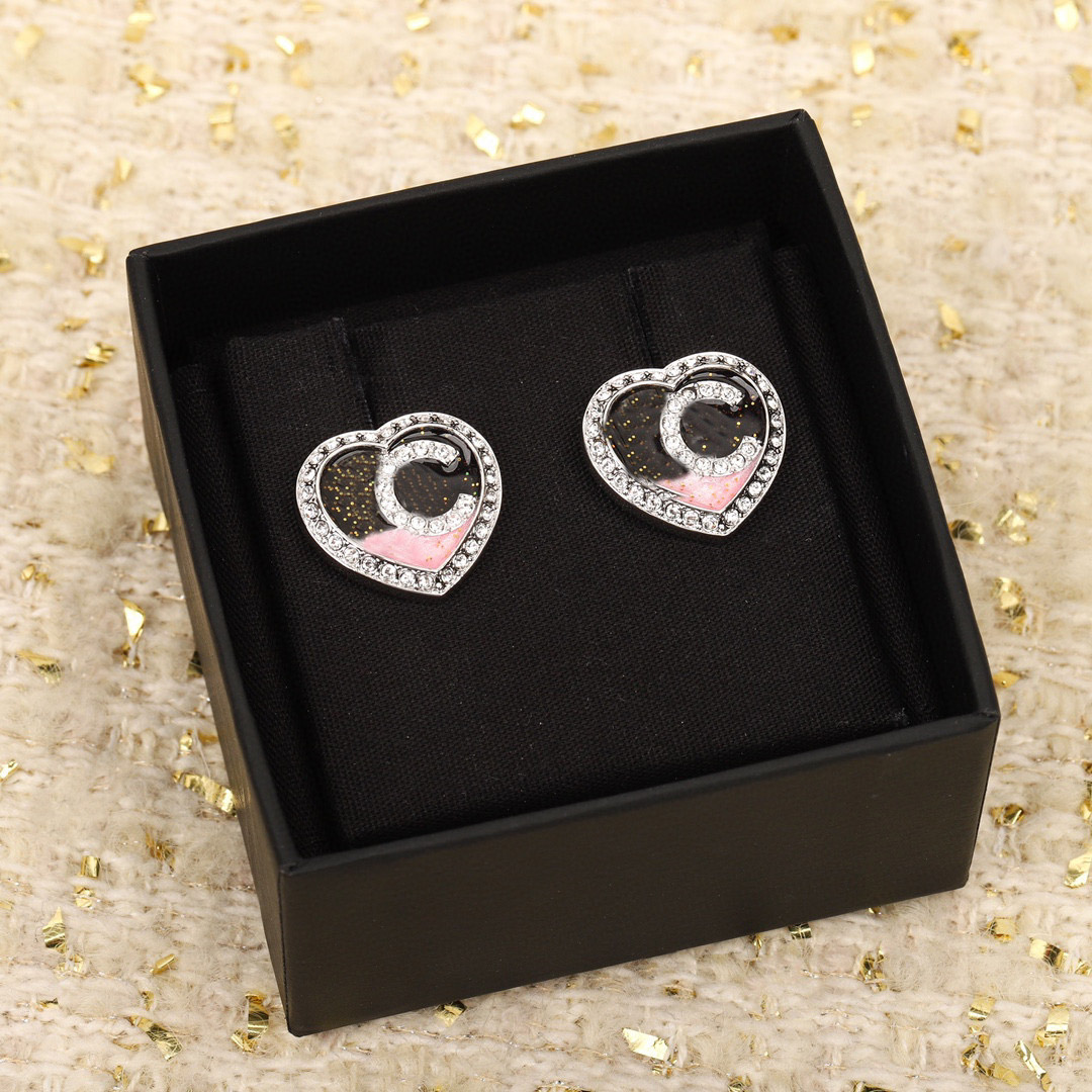 Luxury quality charm pendant necklace with diamond and enamel design in silver plated have stamp stud earring PS3705A