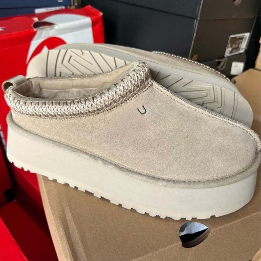 Tasman slippers Tazz mustard seed chestnut fur slippers sheepskin classic ultra mini platform boots winter women's men's slip-on shoes-image-910682289