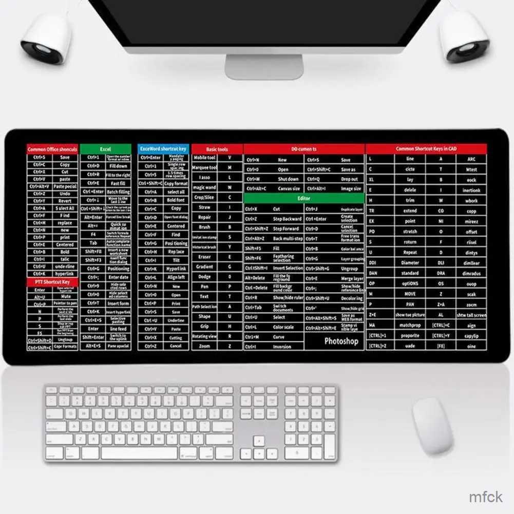 Mouse Pads Wrist Rests Mouse Pad Keyboard Shortcuts Print Mouse Mat Quick Key Super Large Keyboard Pad Keyboard Pad with Office Software Shortcut-image-933919420