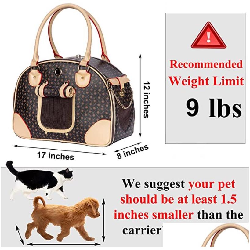 luxury pet carrier puppy small dog carrier cat carrier bag waterproof premium pu leather carrying handbag for outdoor travel walking hiking