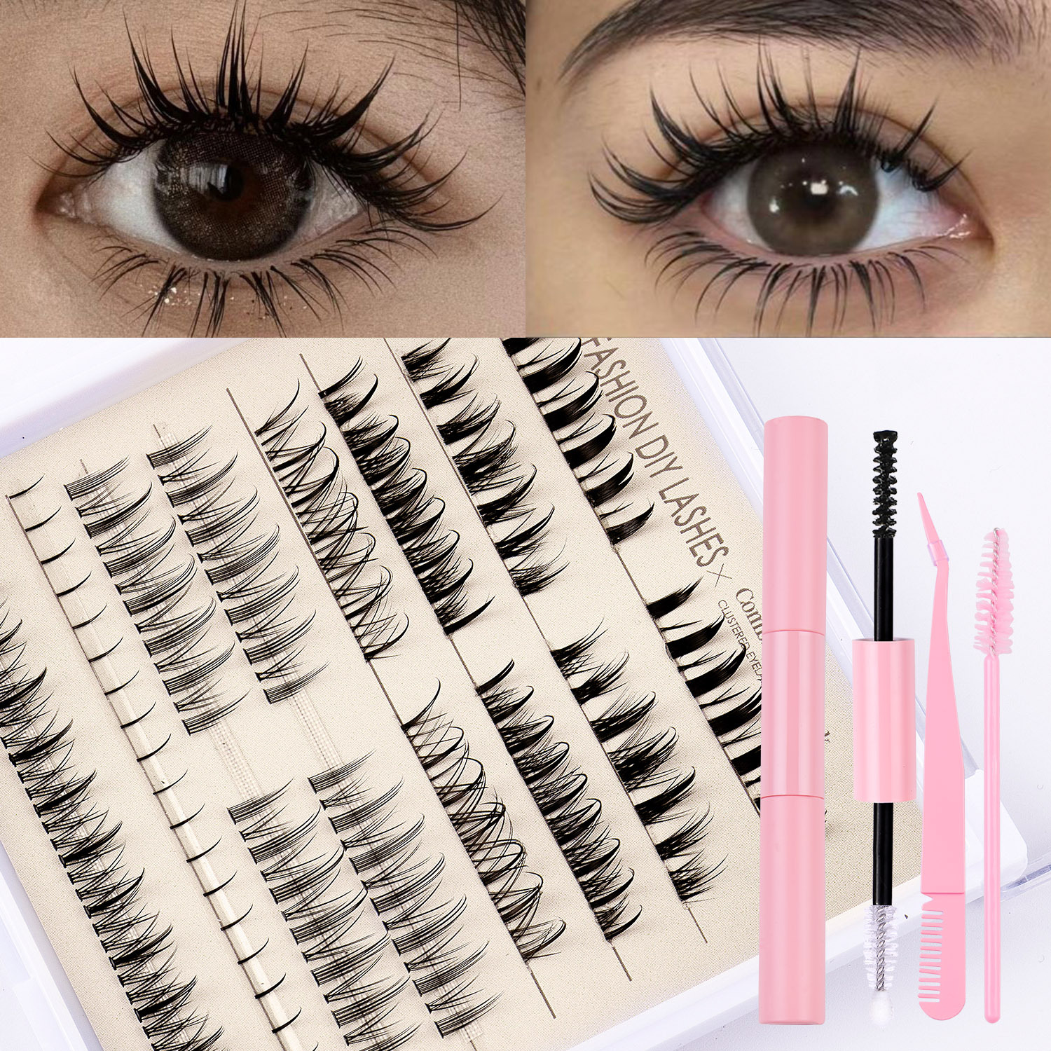 Thick Natural Fashion DIY Cluster Eyelashes Extensions Soft Lightweight Handmade Reusable Curled Grafted Lashes Clusters Individual Eyelash-image-934456317
