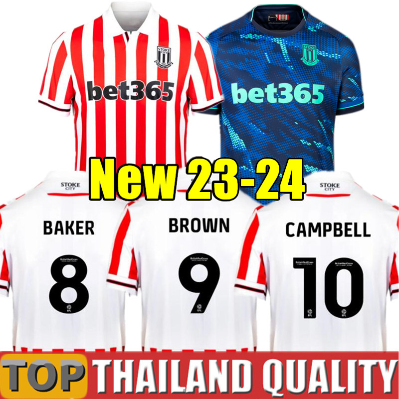 

23 24 Stoke Soccer Jerseys City CAMPBELL 2023 2024 BAKER BROWN GAYLE JAGIELKA WILMOT POWELL LAURENT Football Shirt Home Kit Mens Jersey, 23/24 home - men