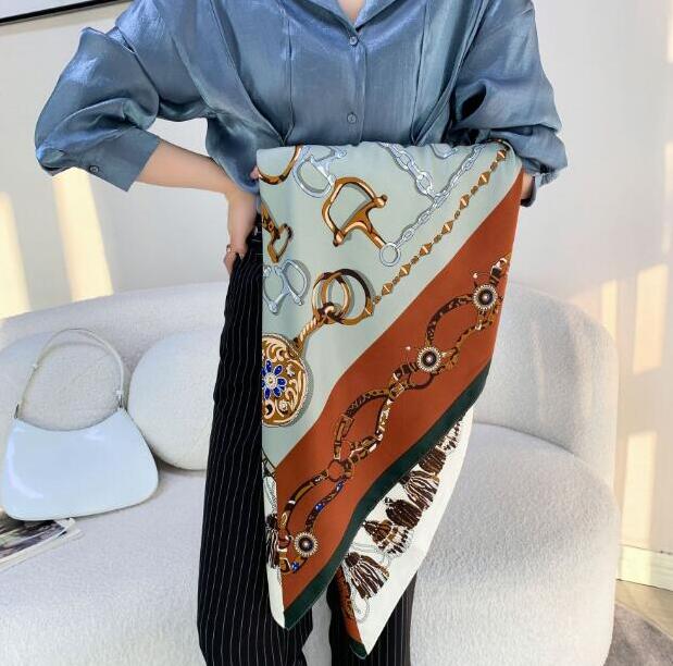 

3color Letters Print Silk Scarf Headband for Women Summer Fashion Long Bag Scarves Paris Tote Luggage Ribbon Head Wrap 90-90cm