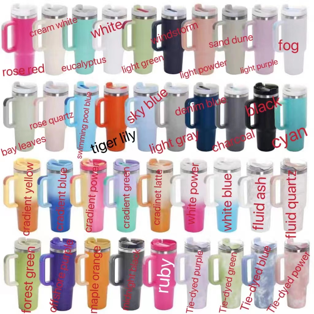 

With logo Pink Stanley2.0 40oz Mugs Tumblers With Handle Insulated Tumbler Lids Straw Stainless Steel Coffee Termos Cup ready to ship, Multi-color