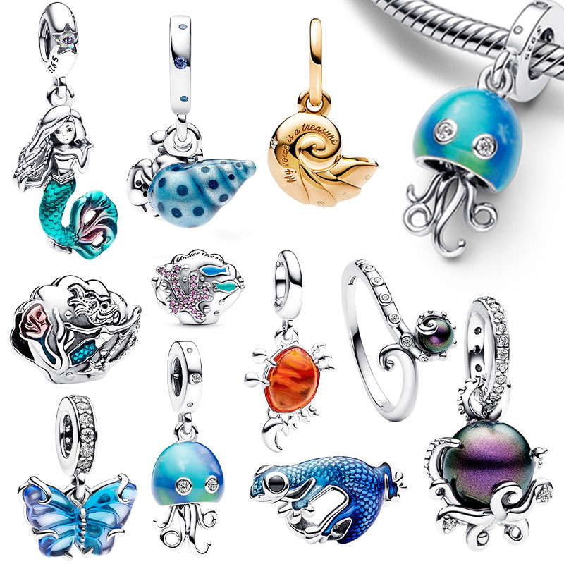 

925 Sterling Silver Charm Magic Shell Pendant Original Pandora Paste Gold Bracelet Pearl Female Jewelry Gift Free Delivery