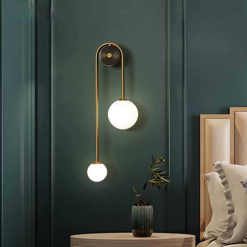 Lamps Modern Wall Lamp Glass Ball Lampshade LED Gold Home Decor Living Room Bedroom Interior Lighting Sconce Nordic Luminaire LightHKD230701-image-881565792