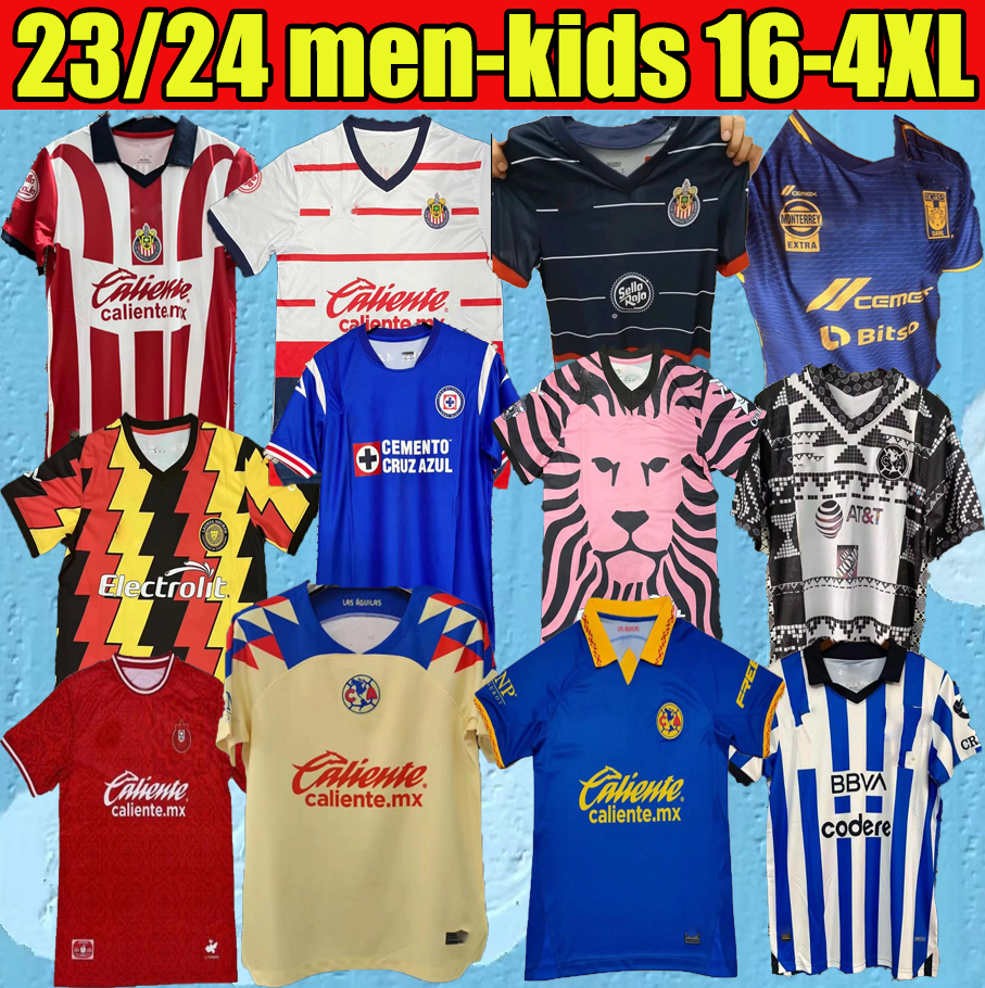 

liga mx Chivas de Guadalajara Soccer Jerseys Tigres UANL Green Alexis Vega Luis Olivas 23 24 Club America HENRY D.VALDES Monterrey Mexico Cruz Azul Football Shirts, Home