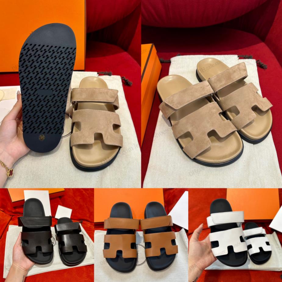 Designer Slide Pantoufles Plage Classique Sandales Plates Luxe Summer Lady Cuir Tongs Top Qualité Hommes Femmes Diapositives Taille 35-44