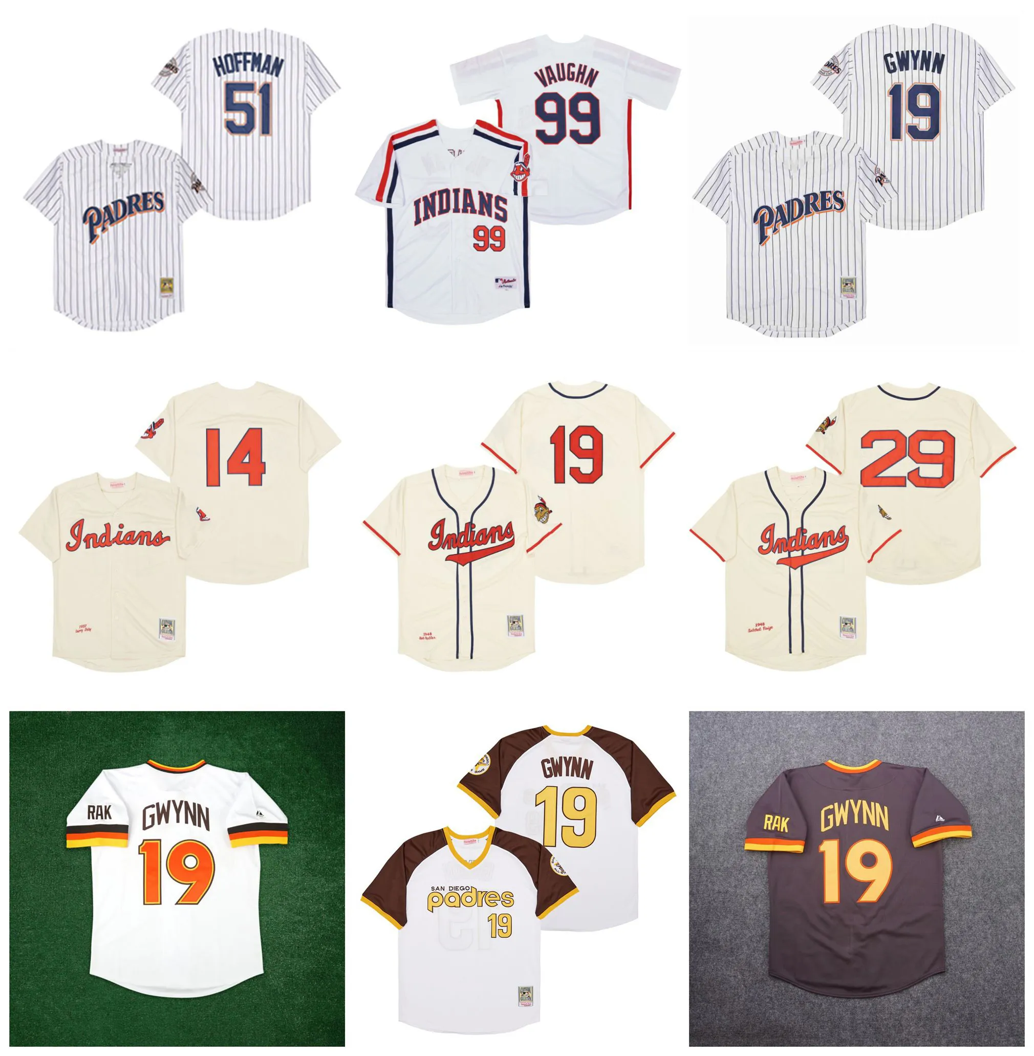 

CUSTOM Padres Tony Gwynn Baseball Jersey San Diego Trevor Hoffman Indians Rick Vaughn Royals Bo Jackson George Brett Kansas Cleveland City L, As pic
